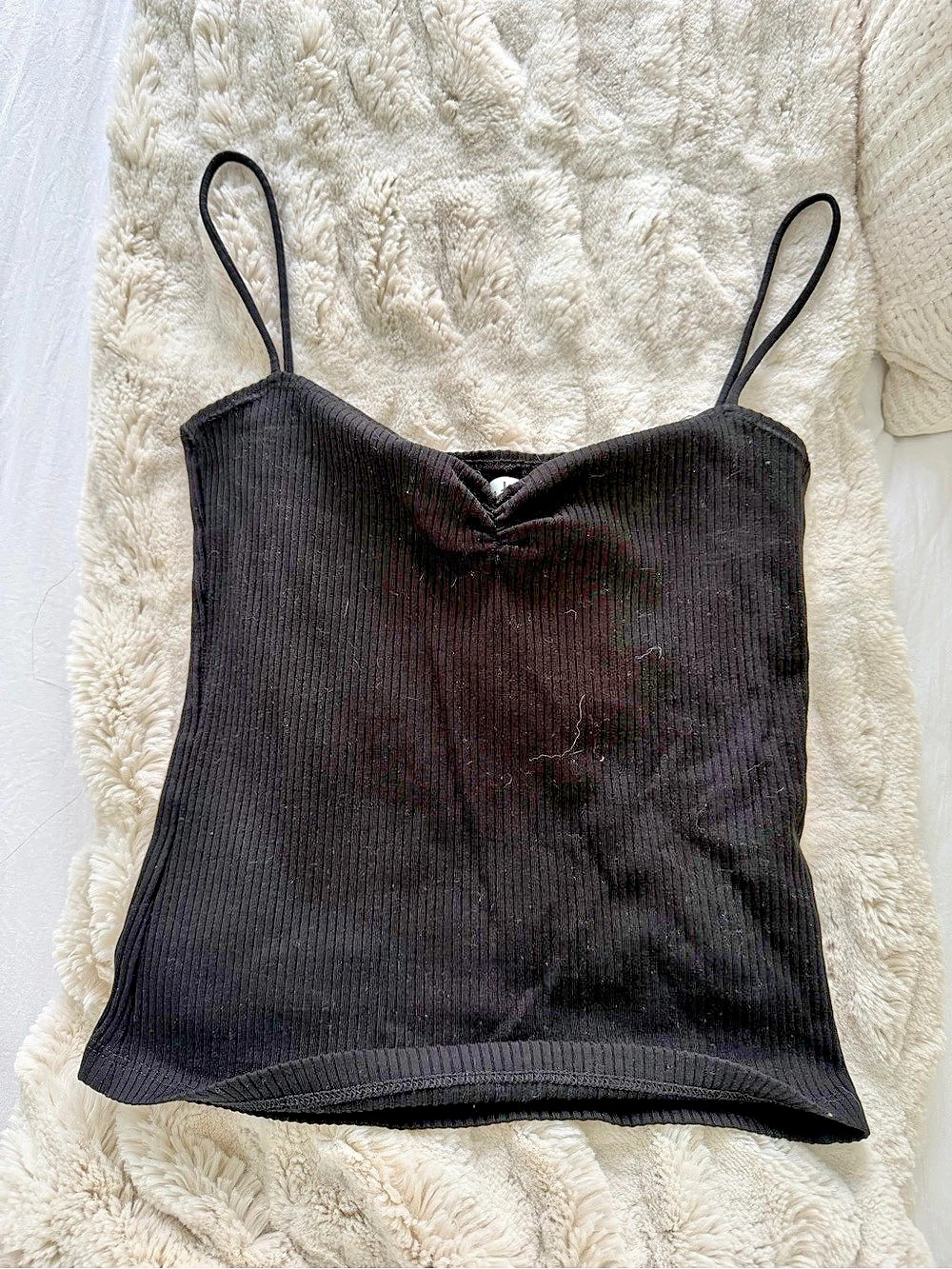 Reformation Black Ribbed Cami S